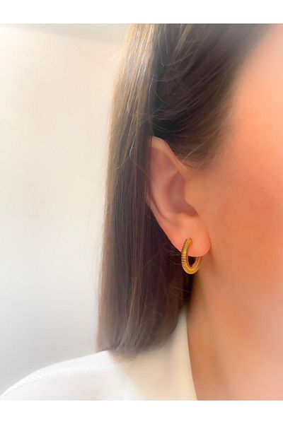 Trinos Steel Earrings Spring Hoop Earrings