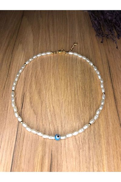 Stoneday Evil Eye Bead Ended Evil Eye Bead Special Design Pearl Necklace