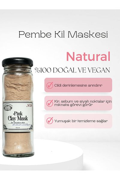 Rosece Pink Clay Mask for Sensitive Skin - 100% Natural Anti-Blackhead Acne 75 gr