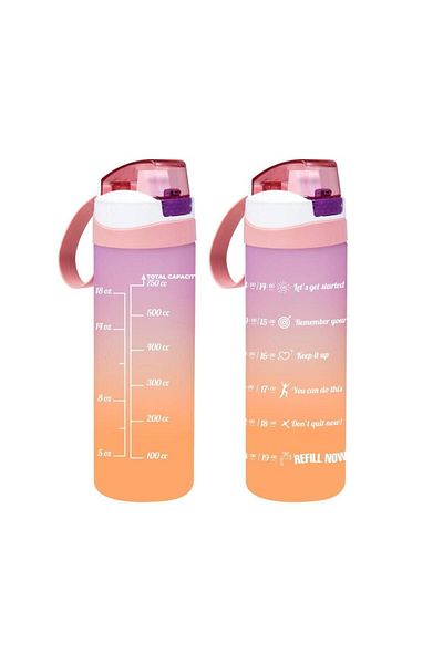 Herevin Water Bottle Double Color Painted Size Printed Puppy Mouth 750 ml Motivational Water Bottle
