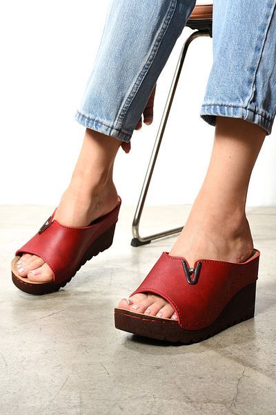AlbiShoes Papuci de damă anatomici ușori și moi, cu toc cu pană înalt de 8,5 cm