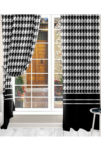 Ardizayn Goose Feet Patterned Digital Printed Velvet Fabric Living Room Bedroom Double Wing Background Curtain