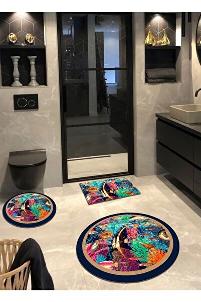 Ardizayn سردينيا - سجادة حمام مستديرة من القطن العضوي (100X100-60X60-40X60 سم...