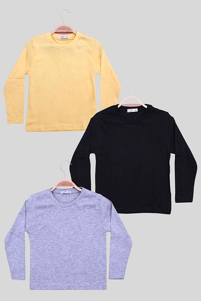 PANİO KİDS Hanorac unisex cu mânecă lungă, 3 piese, uni, cu gâtul 0, negru-verde-gri