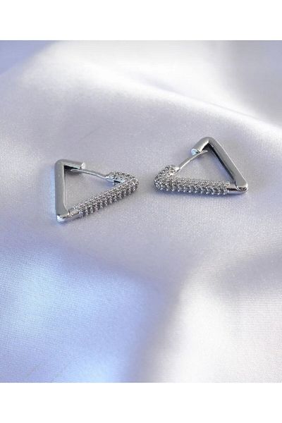 DEMOKAN Zircon Stone Triangle Hoop Women's Earrings
