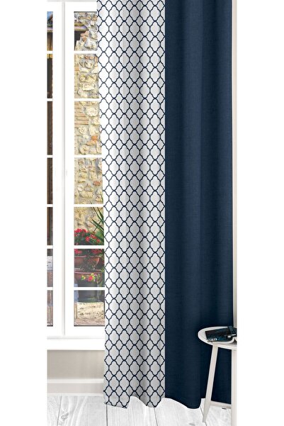 Ardizayn Classic - Navy Blue Digital Printed Velvet Fabric Living Room Bedroom Double Wing Background Curtain