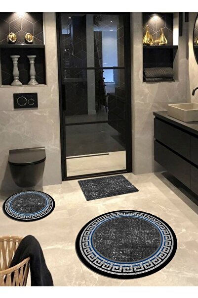 Ardizayn سلسلة - قاعدة من القطن العضوي 3 قطع سجادة حمام دائرية (100X100-60X60...