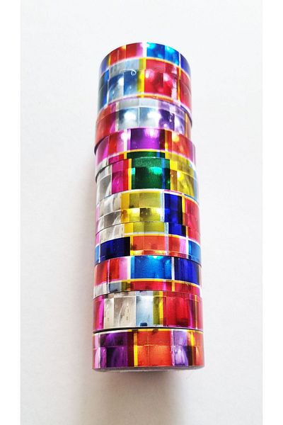 Modellino Pack of 10 3D Metallic Rainbow Colored Tapes