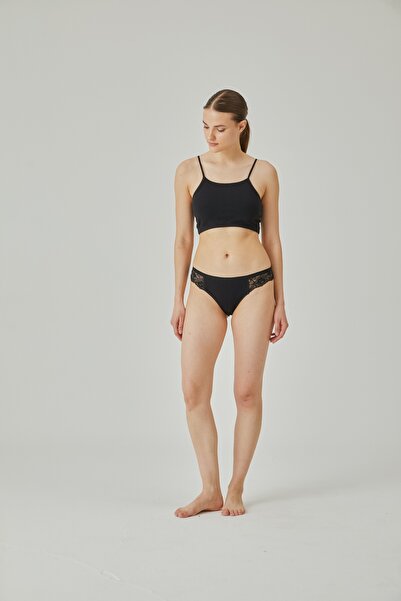 Pamuk & Pamuk Kadın Siyah Dantelli Bikini Low Külot