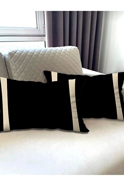 Ardizayn Modern - Beige Black, Velvet Fabric 2-Piece Throw Pillow Cover (35x55 cm) - Double Sided Print