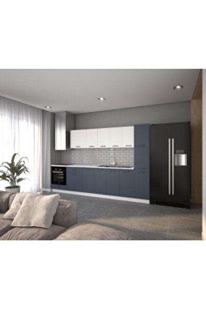 visasconcept 320 Cm Visas Hazır Mutfak Dolabı Kiler Ve Ankastre Modüllü Beyaz Ve Antrasit(TEZGAH DAHİL)