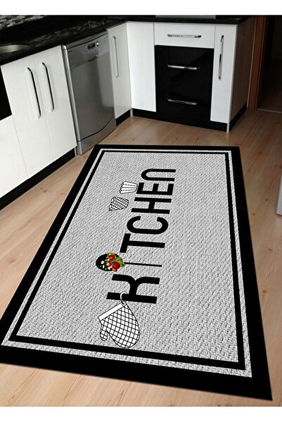 Ardizayn Gri Renkli Kitchen Yazılı Dekoratif, Kaymaz Tabanlı, Antialerjik Mut...