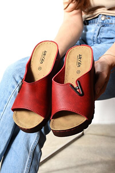 AlbiShoes 8.5 cm High Wedge Heeled Light and Soft Anatomical Women's Slippers