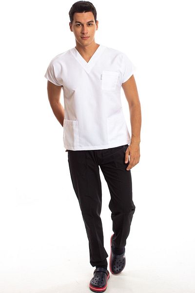Simirna Üniforma Set de jerseu pentru medic chirurgical, asistentă medicală, alb, negru