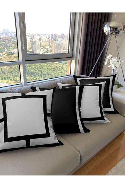 Ardizayn Modern - (Gray - Black) Velvet Fabric 4-Piece Throw Pillow Case (43x43 cm) - Double-Sided Print
