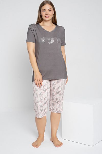 shefox Battal Viscose Women's Summer Capri Set - Short Sleeve by confeo
