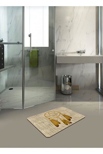 Ardizayn سجادة حمام بقاعدة جلدية منقوشة باللون الذهبي مقاس 40 سم × 60 سم غير ...