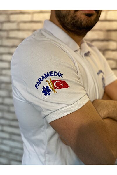 Mastex Paramedik Beyaz Tişört Polo Yakalı