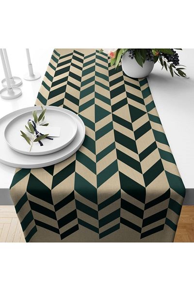 Ardizayn Crem - Verde, Tesatura Bumbac 40x140 Cm Runner