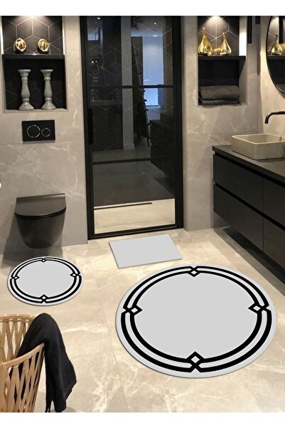 Ardizayn طقم سجادة حمام مكونة من 3 قطع من القطن العضوي المنسوج المقاوم للانزل...