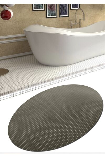 Ardizayn سانيسا داملا - سجادة حمام بيضاوية من القطن غير قابلة للانسكاب مقاس 8...