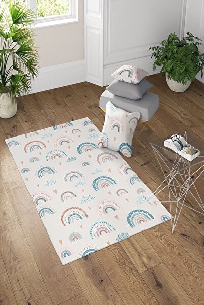 GARDENYA HOME Beyaz Gökkuşakları Çocuk Odası Halısı