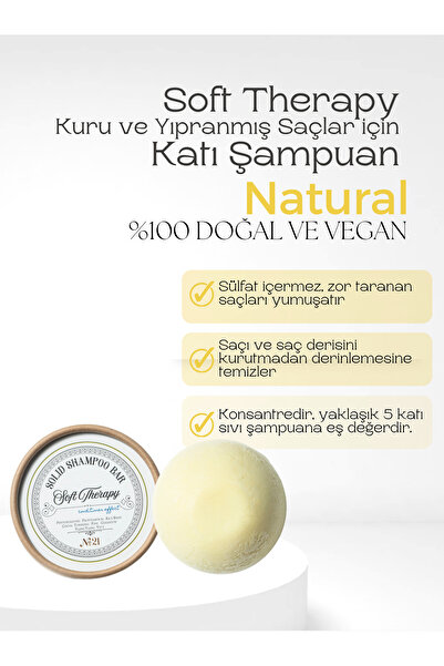 Rosece Katı Şampuan Bar Soft Therapy Sülfatsız Tuzsuz Doğal Yıpranmış Boyalı Işlemli Saçlar Büyük Boy 130gr