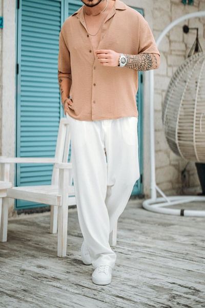 Tarz Cool Ανδρικό κρεπ πουκάμισο oversize