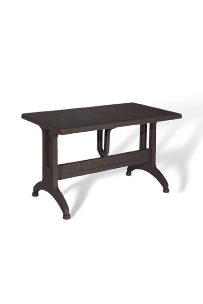 Genel Markalar Plastik Masa 70x120 Cm Katlanır Plastik Ayaklı Bahçe Balkon Ve Teras Masası Kahverengi