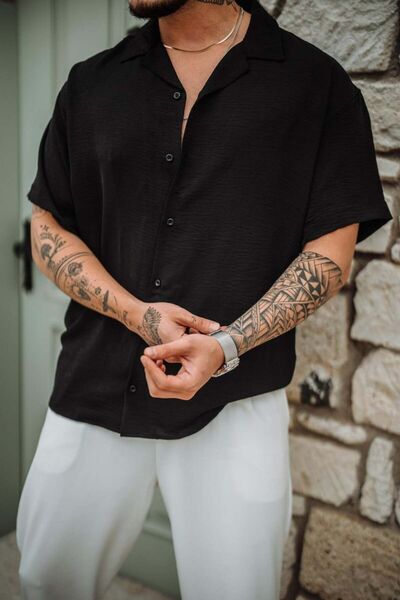 Tarz Cool Мъжка риза с овърсайз креп