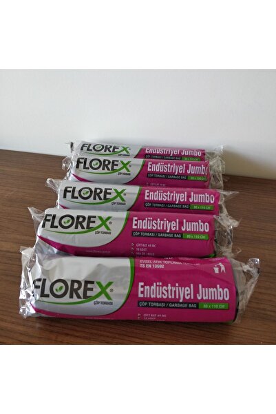 Florex Endüstriyel Jumbo Boy 80x110cm Çöp Torbası 20 Rulo 20*10 200 Adet