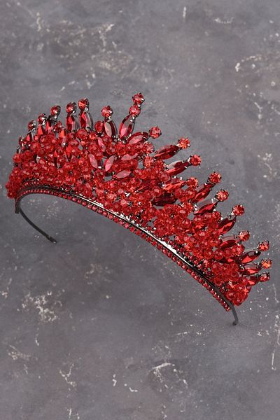 Hayalperest boncuk Red Bridal Henna Wedding Crown - Crystal Stone and Bead Decoration