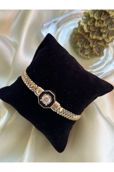 Freya Zirkon Taşlı Siyah Mineli Bileklik