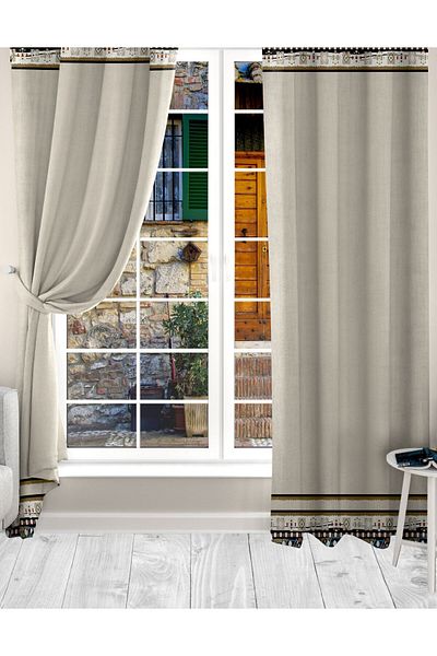 Ardizayn Κουρτίνα φόντου Bohemian Striped, Velvet, Printed, Υπνοδωμάτιο, Πόρτα, Κουζίνα, Σαλόνι με δύο πτερύγια