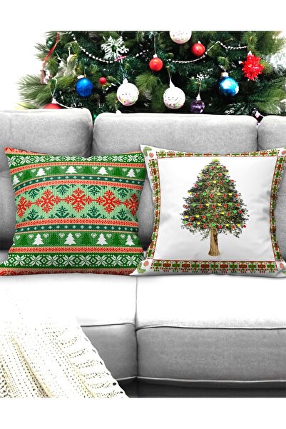 Ardizayn Anul Nou - (verde - negru) Husă de pernă din țesătură din catifea di...