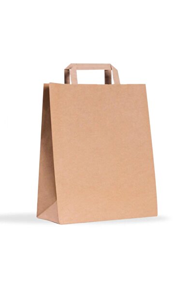 Balkan Küçük Çanta Kraft Düz Saplı Karton Kağıt Alışveriş Çanta 5 Adet - 18x8x24cm (ALIŞVERİŞ, HEDİYELİK)