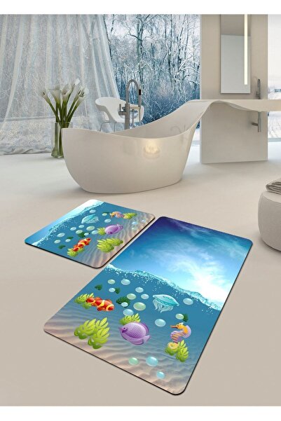 Ardizayn طقم مرحاض مكون من قطعتين من القطن العضوي المنسوج على شكل سمكة باللون...