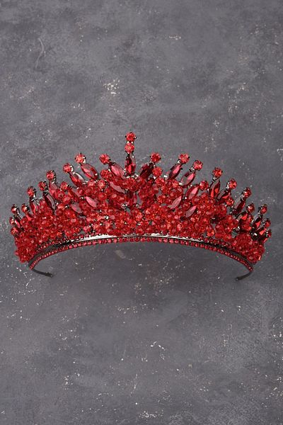 Hayalperest boncuk Red Bridal Henna Wedding Crown - Crystal Stone and Bead Decoration