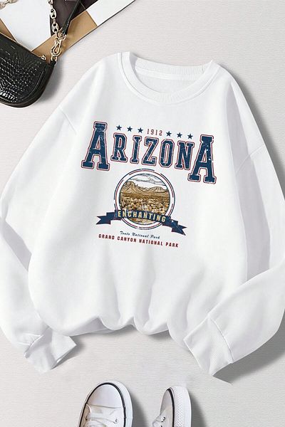 MODAGEN 1912 Arizona Printed - Unisex White Oversize φούτερ