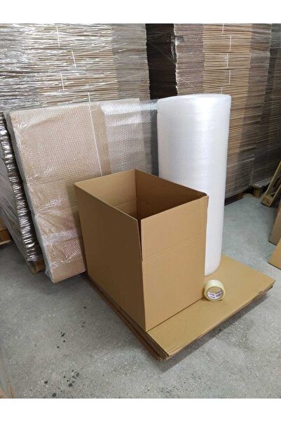 Genel Markalar Kutu Taşınma Seti, 60x40x40 10 Lu Çift Oluklu Boş Karton , Ban...