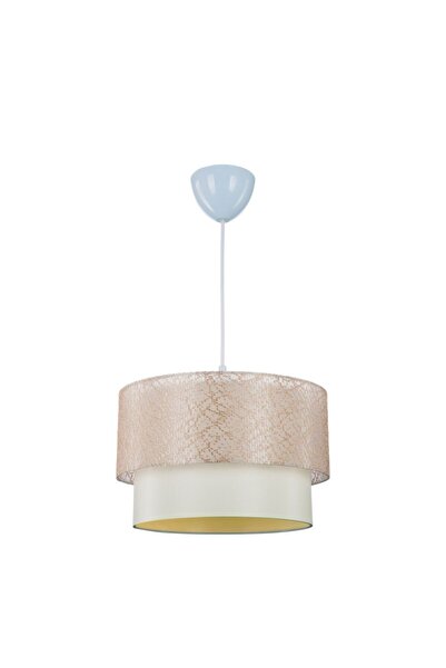 HOMİNG Pasta Deco Pendant Lamp Chandelier and Lara Gold Lampshade Set Lace Fabric Ayd-2632