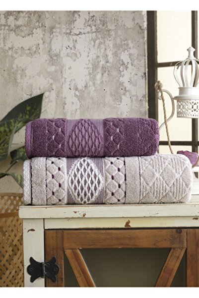 Dantela 50X90 + 85X150 Cotton Jacquard Towel Set (2 Pieces) - Code 8941
