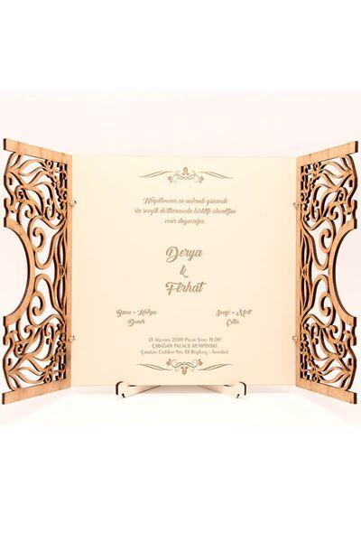 Mekece Ahşap Düğün Davetiyesi Modelleri | AHD-3061 - 15 Adet