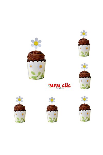 MFM مجموعة من 6 قطع من قوالب كعك المافن ومجموعة أعواد الأسنان