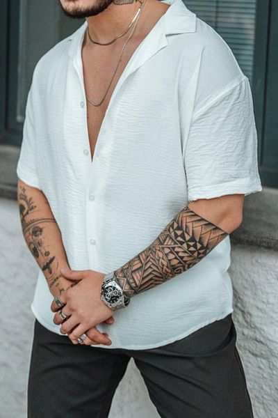 Tarz Cool Cămașă oversize pentru bărbați din crep