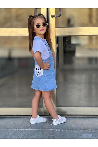 yns coolstar Minnie White τζιν φόρεμα - Gilet με τσέπη και ρυθμιζόμενο λουράκι