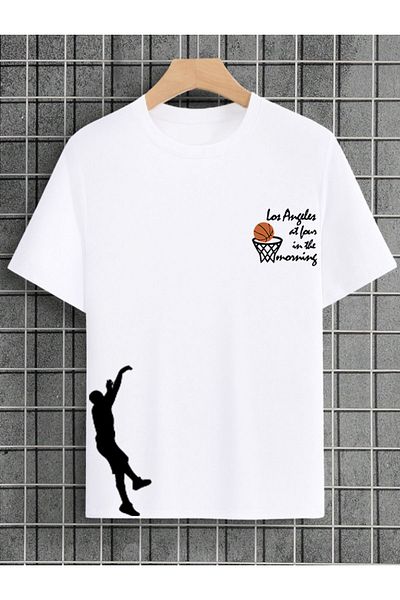 aynewmoda Unisex Oversize Basketball Printed T-Shirt