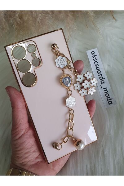 Aksesuarda Moda Samsung S23 Ultra Uyumlu Çiçekli El Geçmeli Lazer Kesim Kılıf