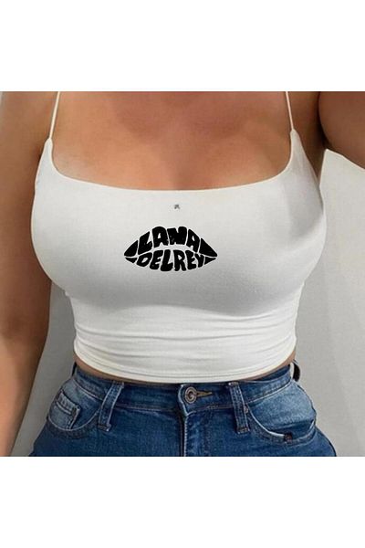 Touz Moda Lana Del Rey White Crop Strap Bustier