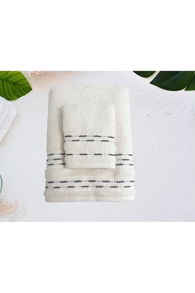 Lucy and Home Σετ 2 πετσετών με περίγραμμα - 100% ΒΑΜΒΑΚΙ, 70X140cm+30X50cm